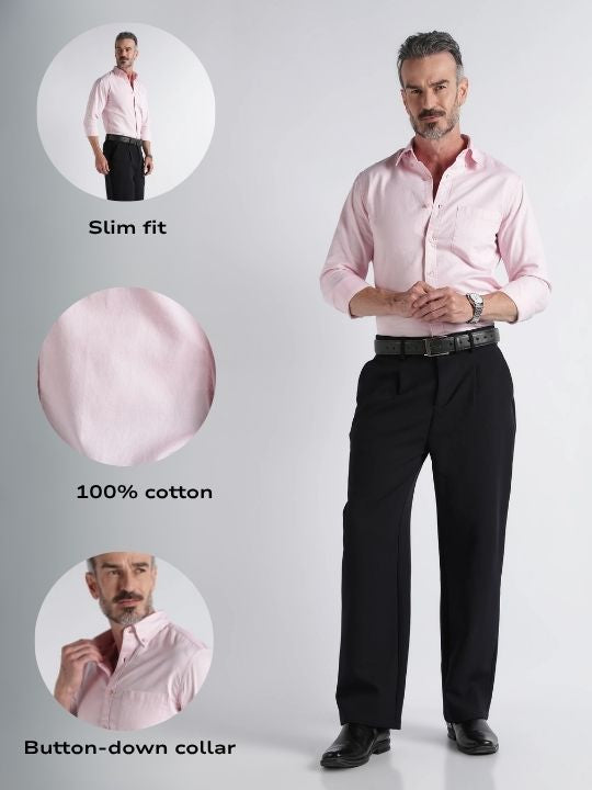 Men pink Solid Casual Shirt