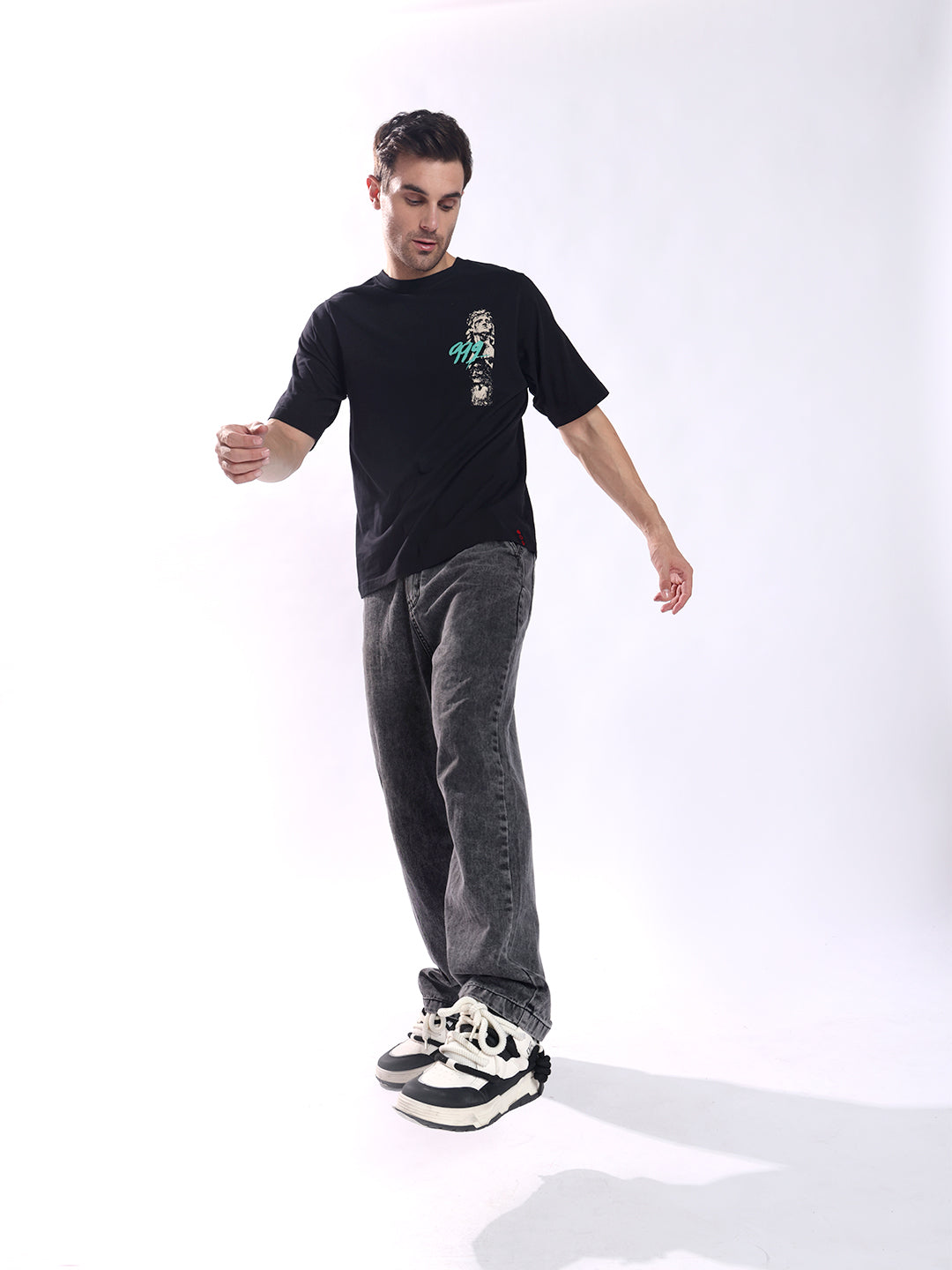 Men Black Cotton Oversized T-Shirt