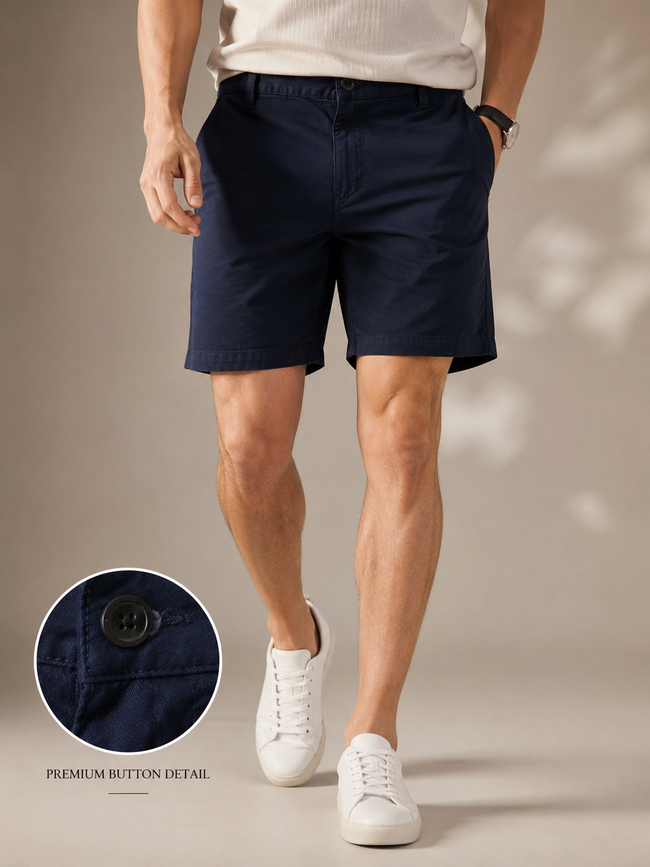 Men Navy Tailored Chino Shorts