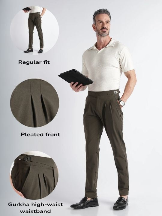 Men Green Classic Gurkha Pant