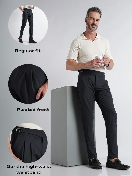 Men Navy Classic Gurkha Pant
