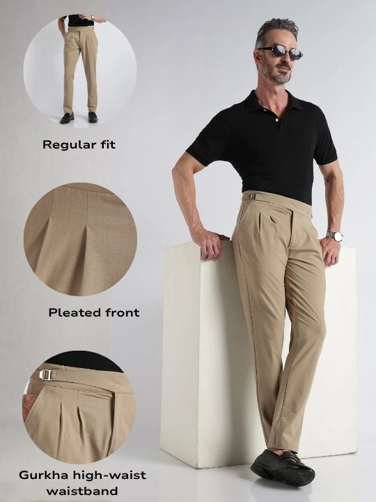 Men Beige Classic Gurkha Pant