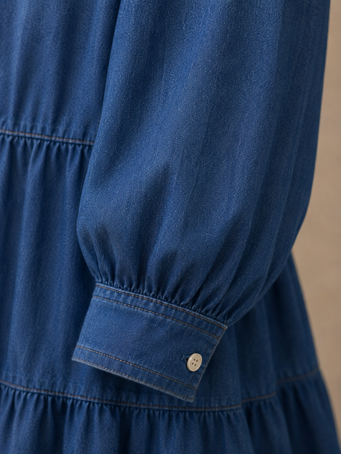 Women Blue Tie-Neck Tiered Dress