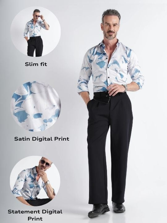 Men Multi Satin Digital Print Shirt