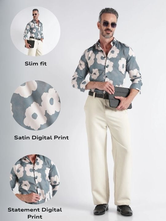 Men Multi Satin Digital Print Shirt
