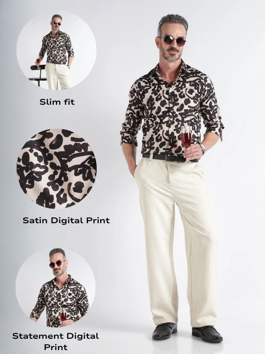 Men Multi Satin Digital Print Shirt