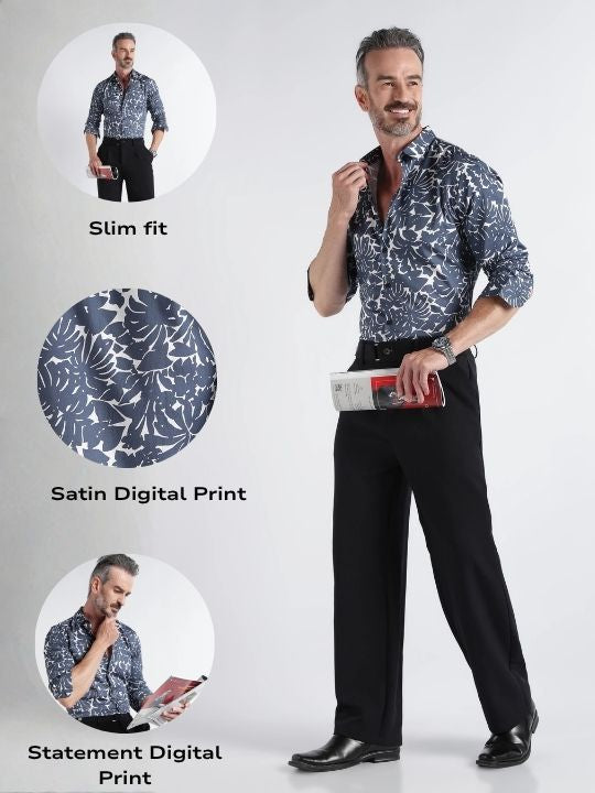 Men Multi Satin Digital Print Shirt