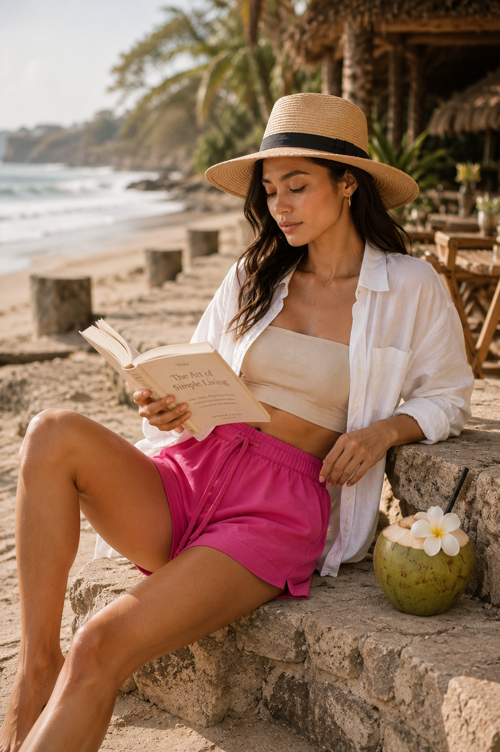 Women Pink Tie-Waist Shorts