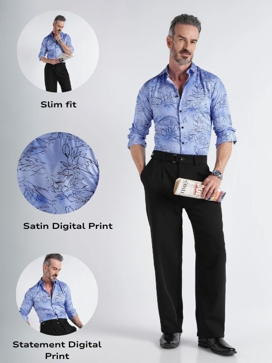Men Multi Satin Digital Print Shirt