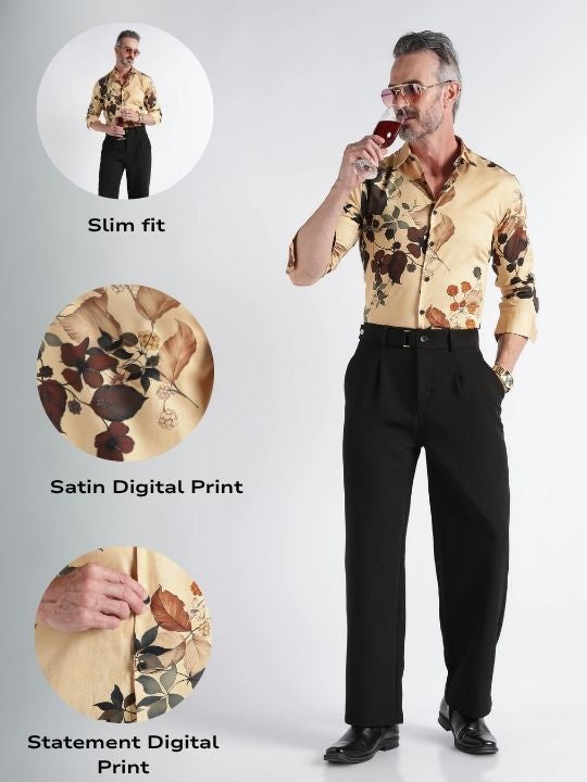 Men Multi Satin Digital Print Shirt