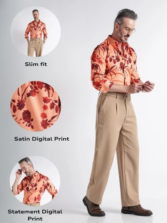Men Multi Satin Digital Print Shirt
