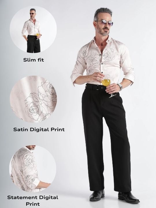 Men Multi Satin Digital Print Shirt