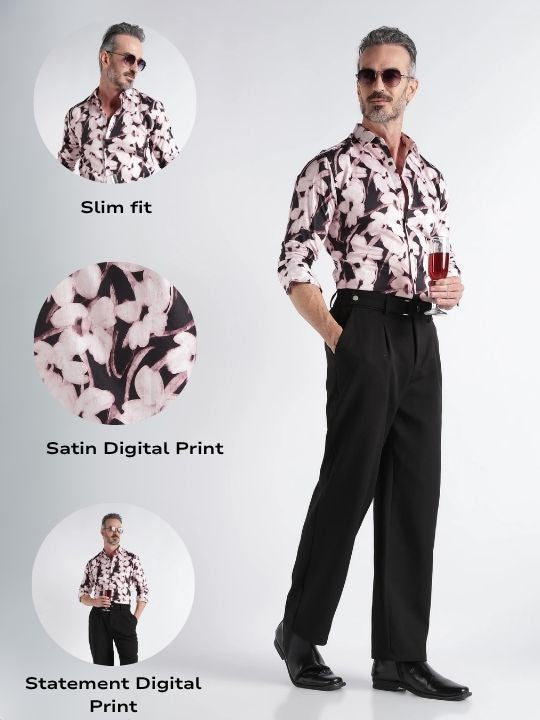 Men Multi Satin Digital Print Shirt