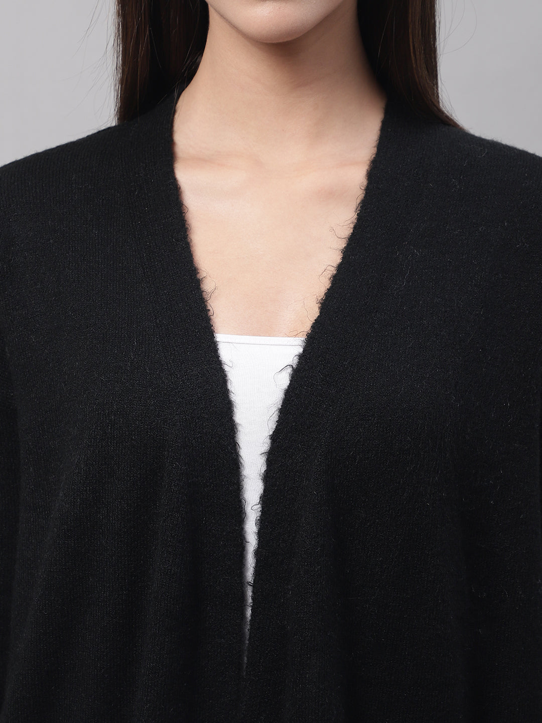Women Dark Grey Open Shrug