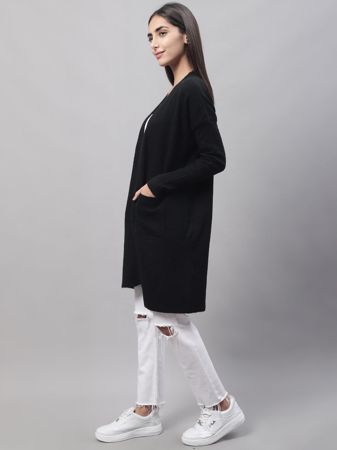 Women Dark Grey Open Shrug