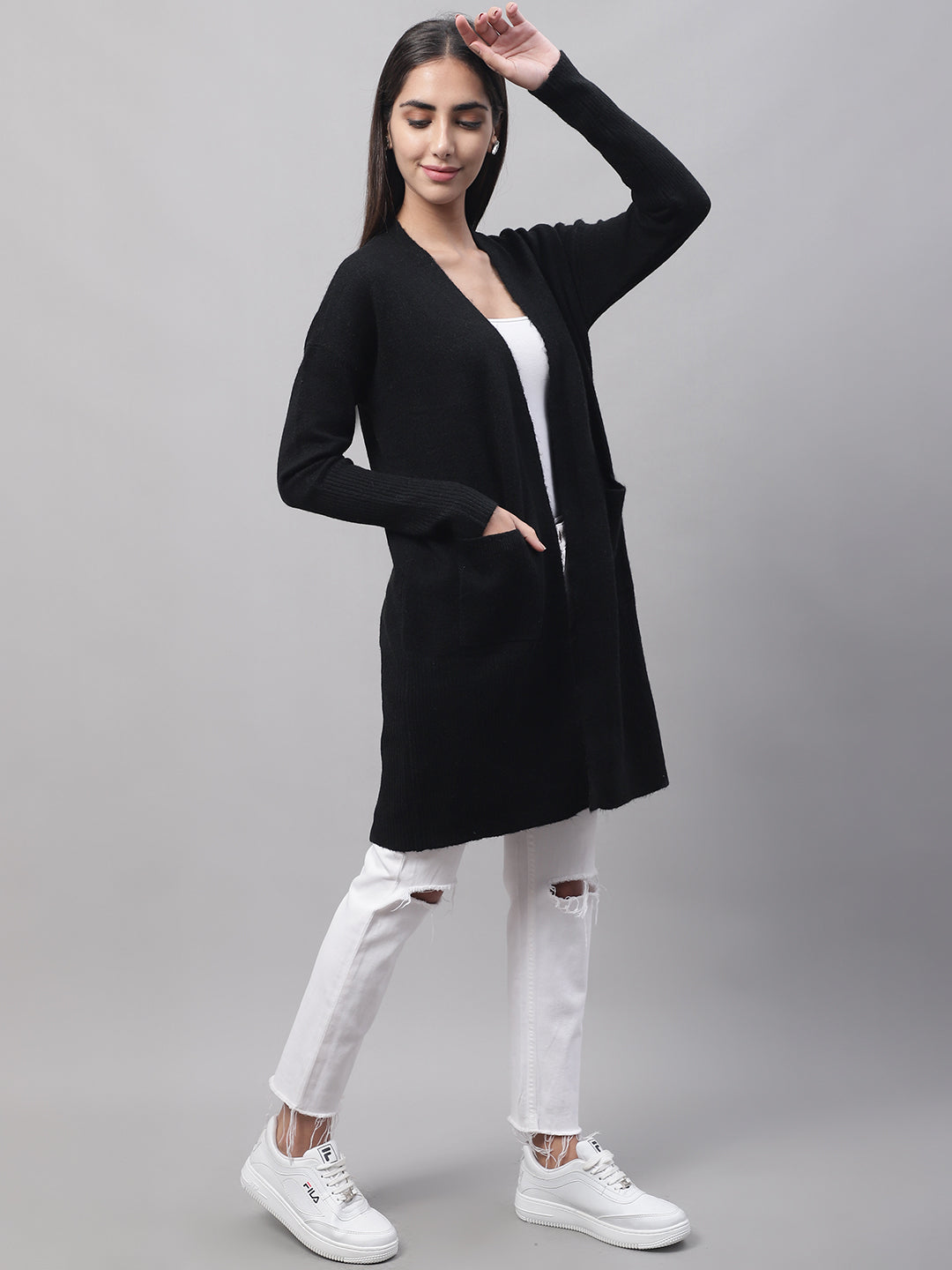Women Dark Grey Open Shrug