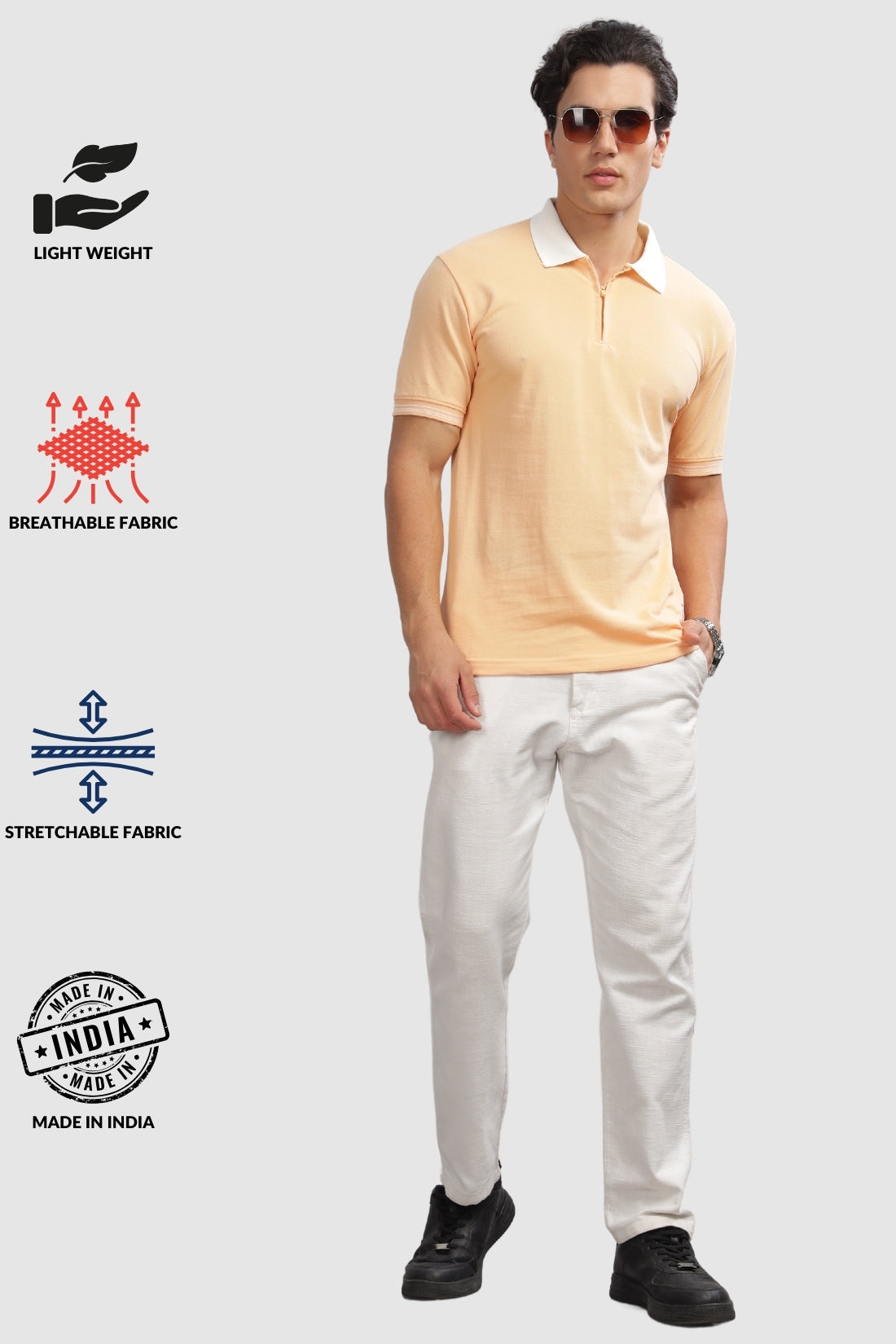 Men Peach Fuzz Regular Fit Polo T-Shirt