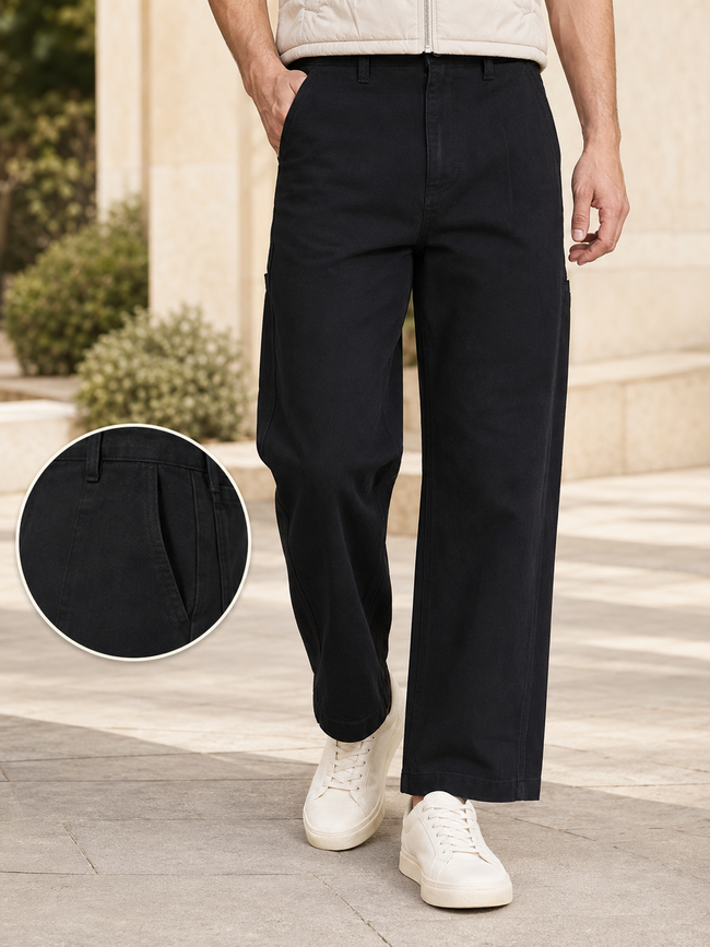 Men Black Mid Rise Pants