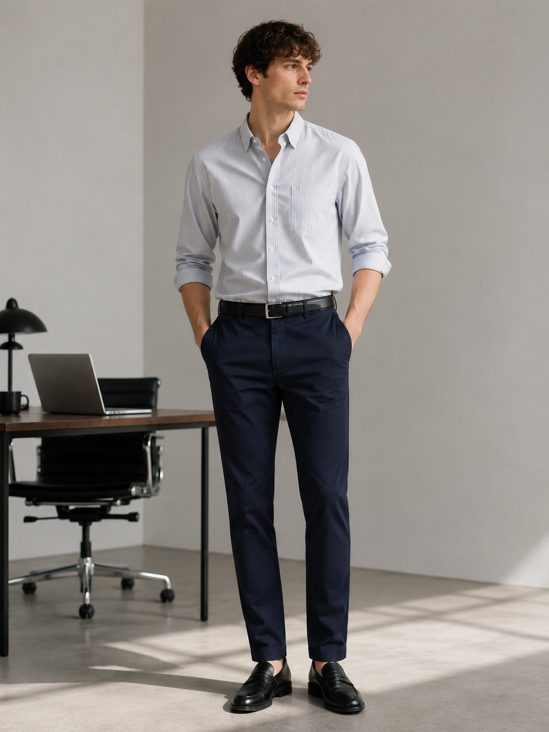 Men Navy Essential Chino Pants