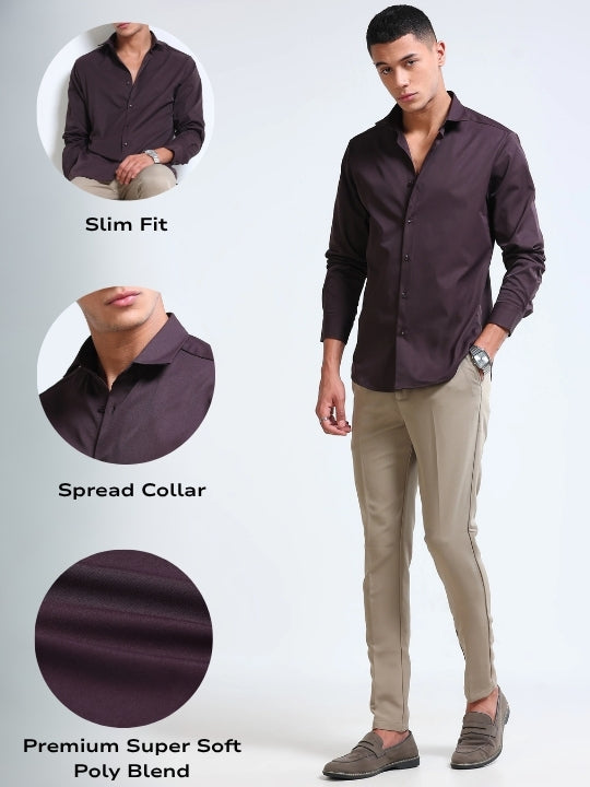 Men Brown Casual Solid Shirt