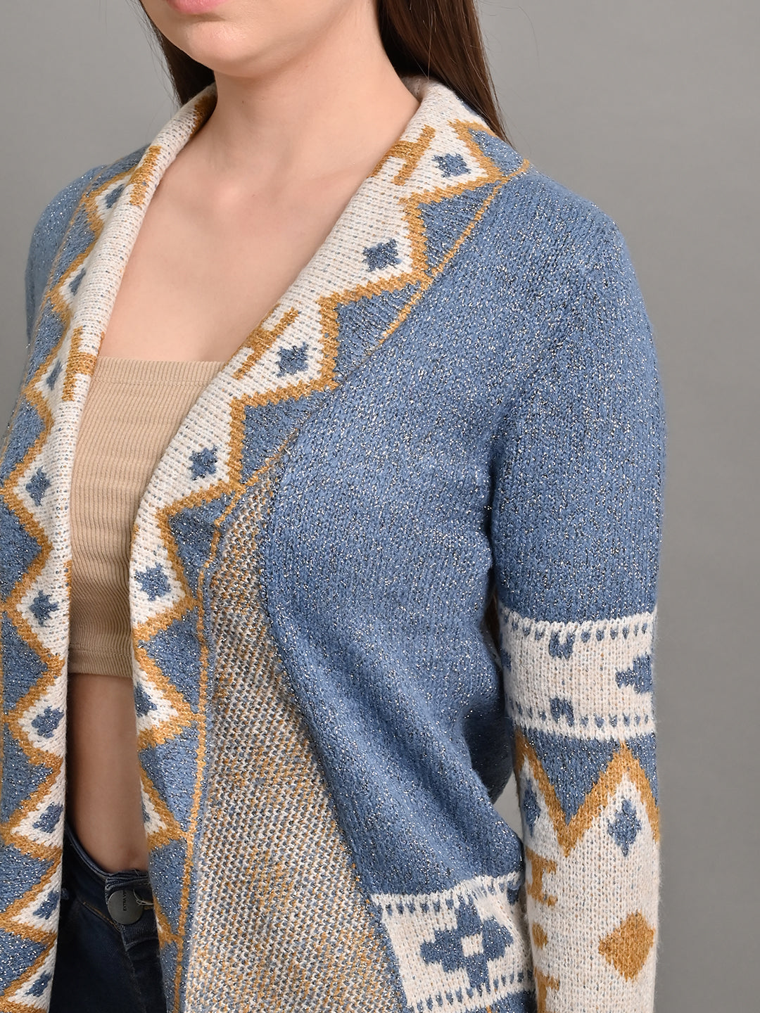 Women Blue Open Shrug