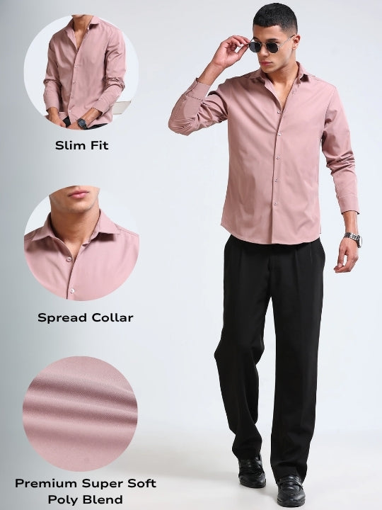 Men Pink Casual Solid Shirt