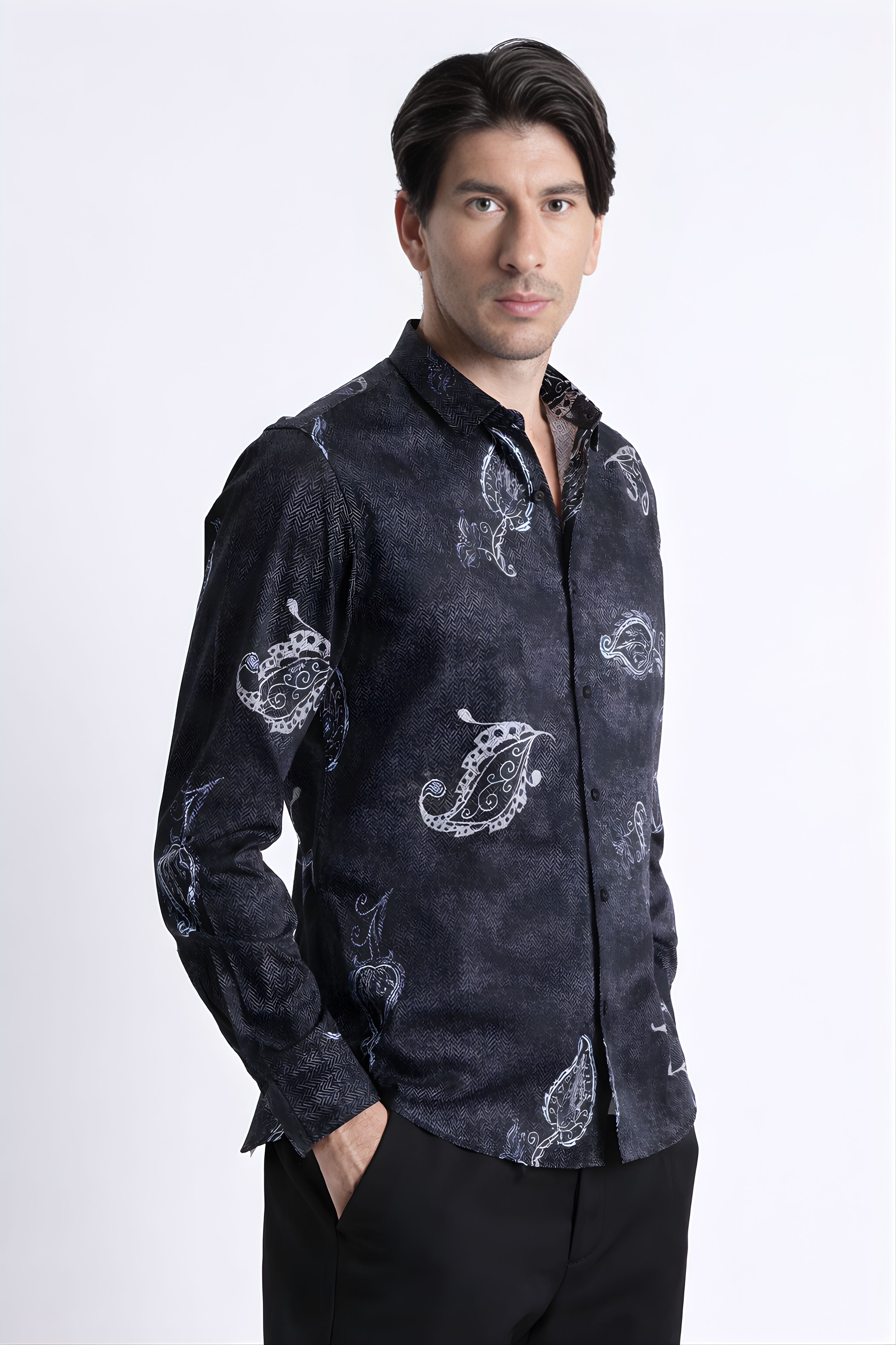Men Refined Floral Digital Print Shirt
