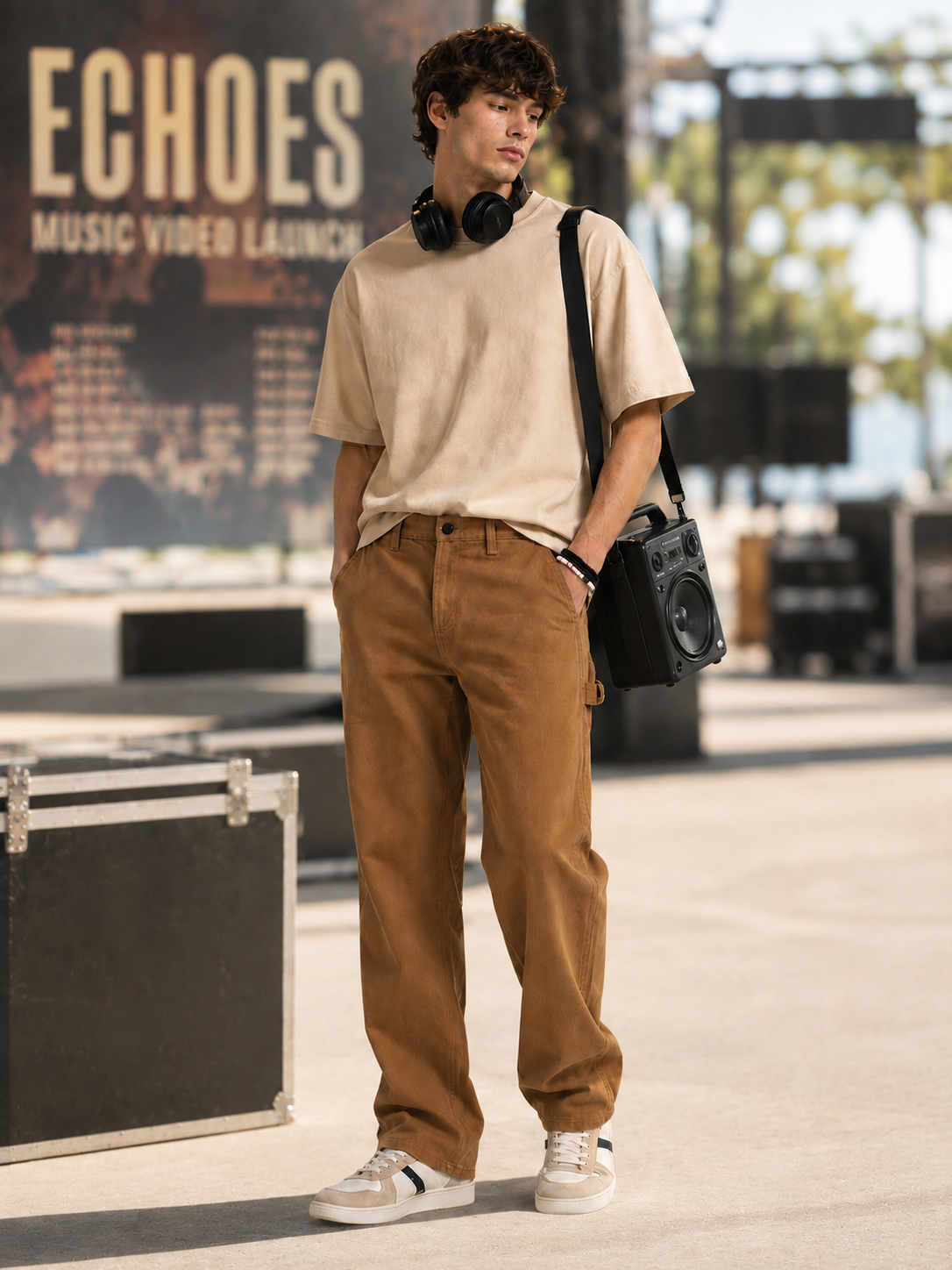 Men Khaki Mid Rise Straight Fit Jeans