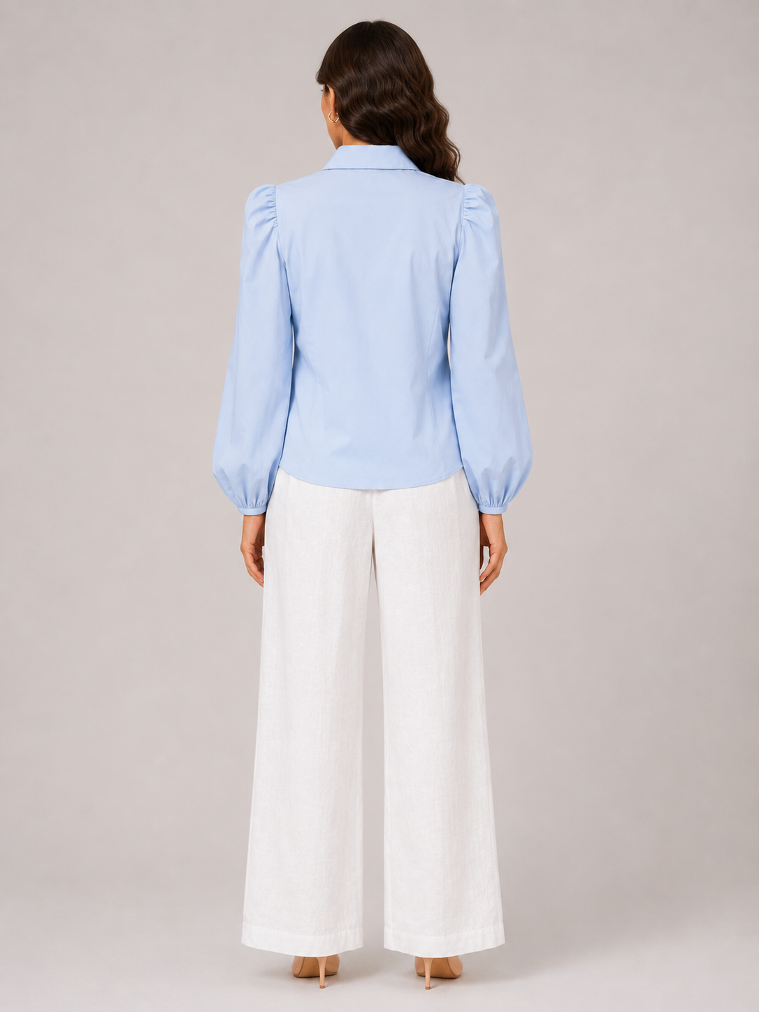 Women Blue Puff Sleeve Shirt
