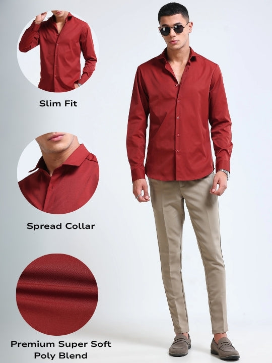 Men Brown Casual Solid Shirt