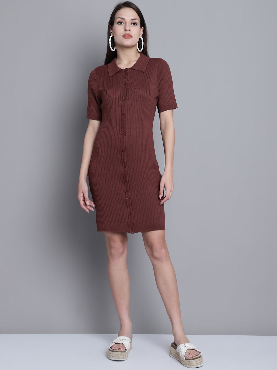 Women Brown Viscose Dress