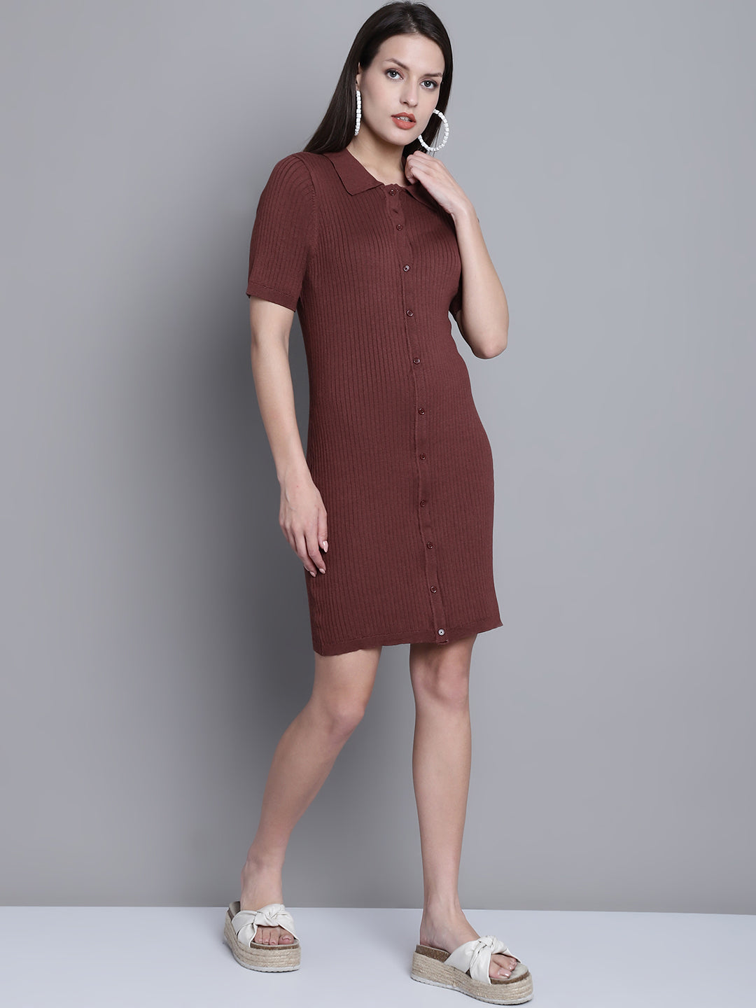 Women Brown Viscose Dress