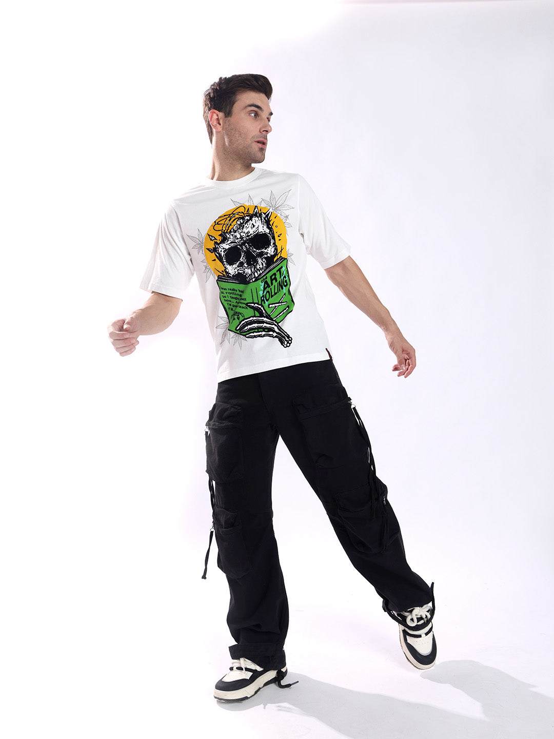 Men White Cotton Oversized T-Shirt