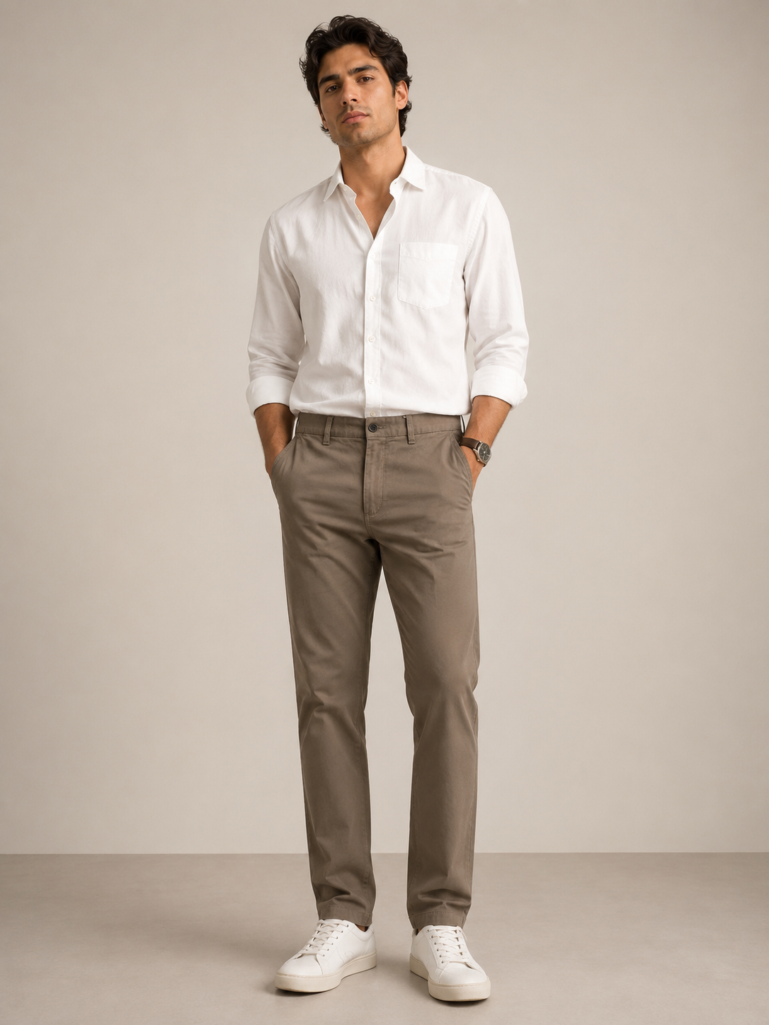 Men Brown Contemporary Chino Trousers