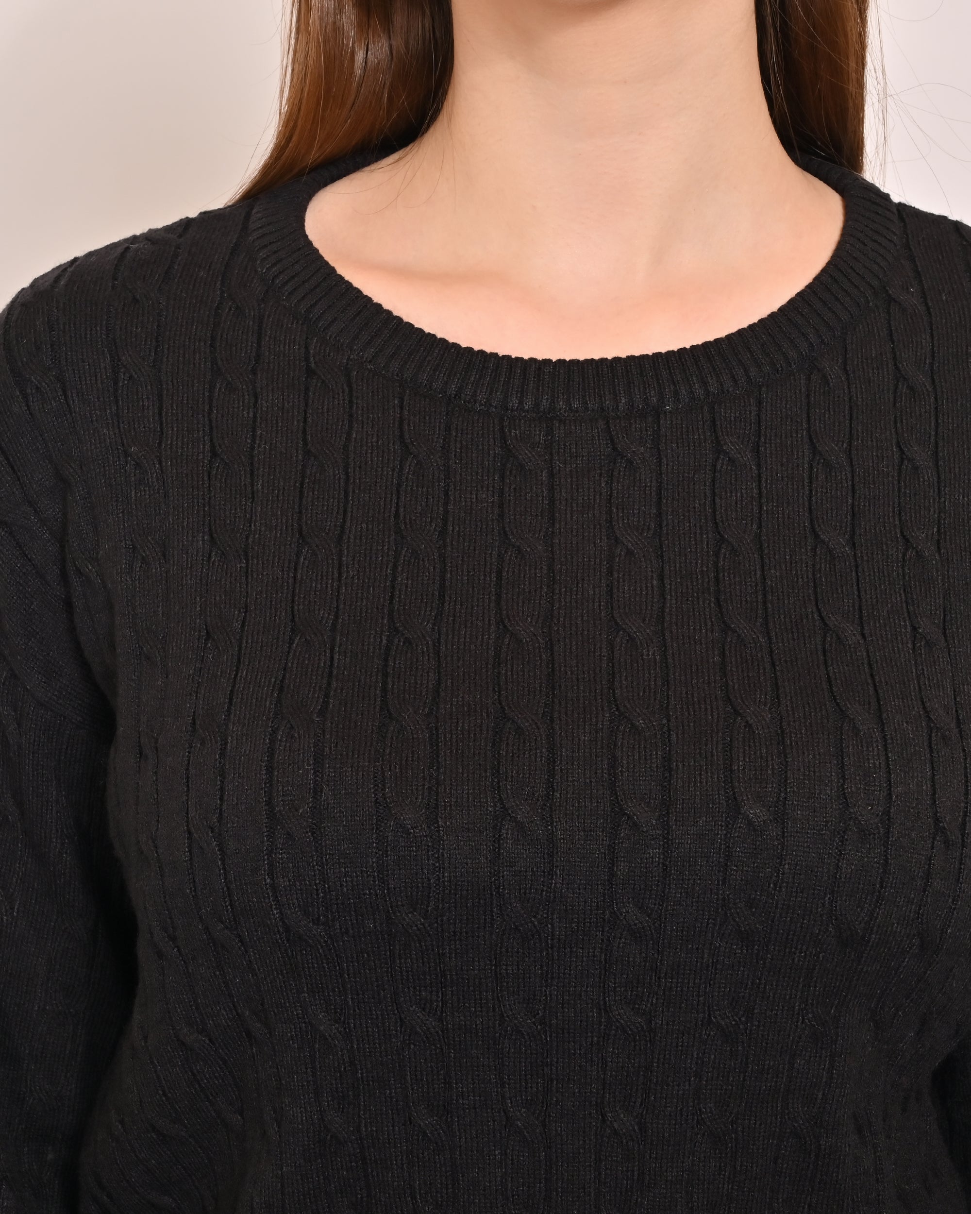 Women Black Acrylic Crop Sweater