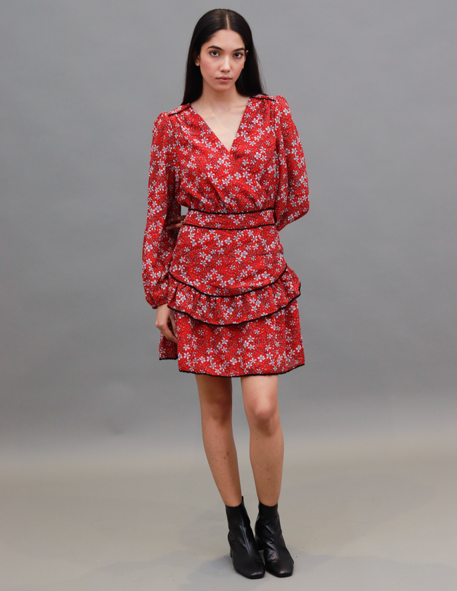 Women Red Floral Fit & Flare Dress – FYVA