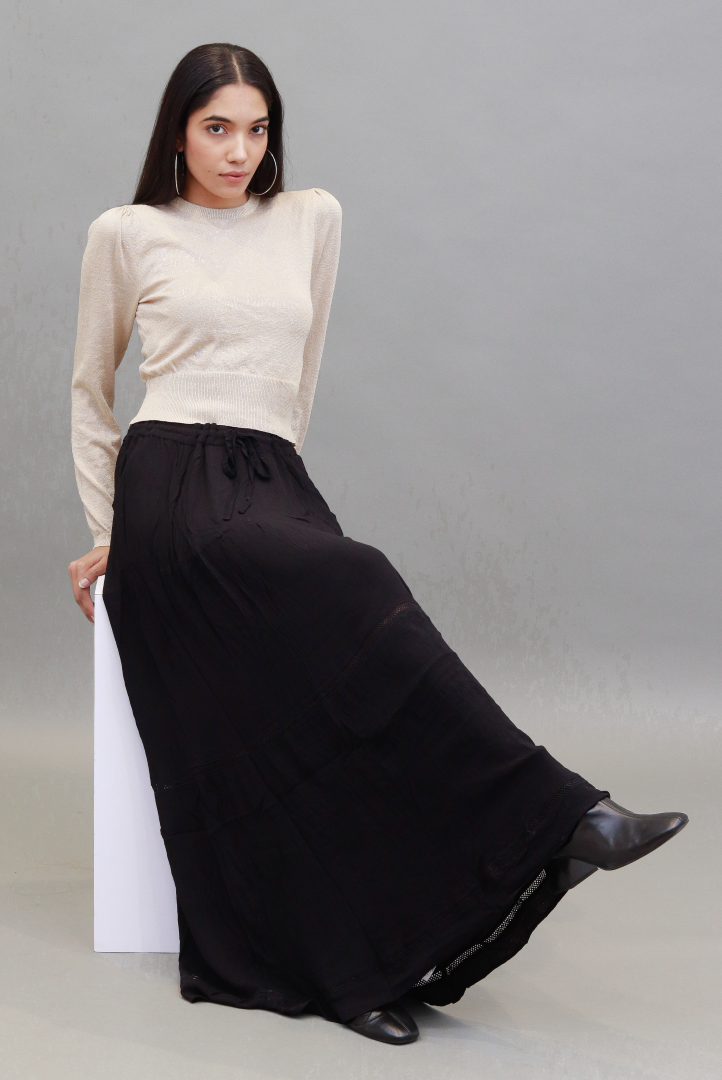 Women Black Long Skirt