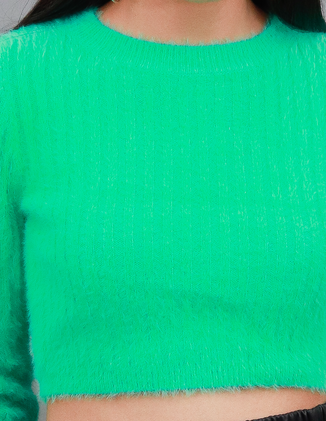 Women Green Ribbed Sweater