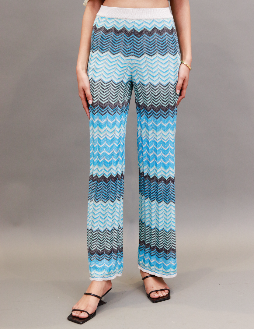 Women Blue Zigzag Trousers