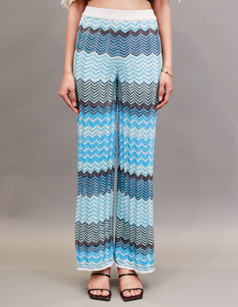 Women Blue Zigzag Trousers