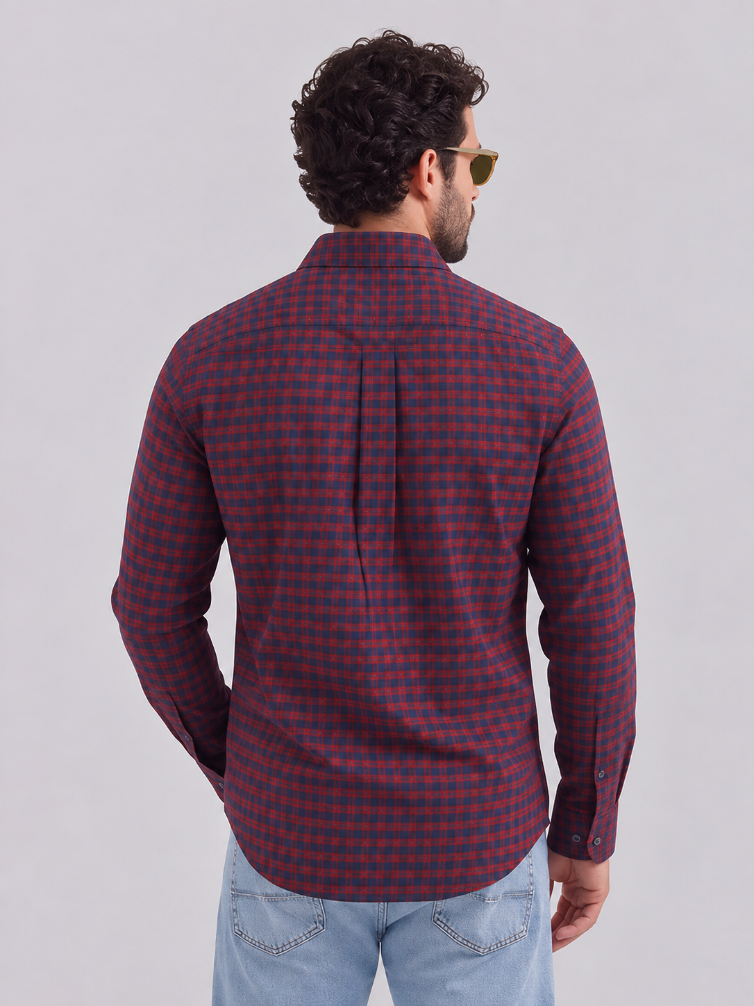 Men Maroon Micro Check Slim Fit Shirt