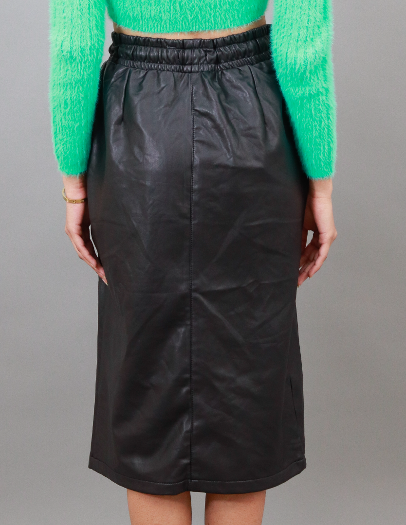 Women Black Faux Leather Skirt