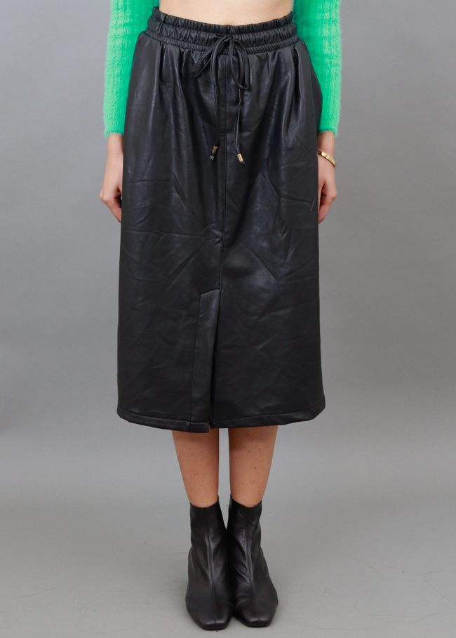 Women Black Faux Leather Skirt