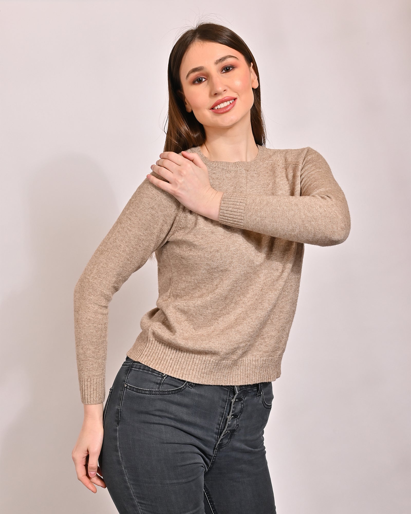 Women Beige Acrylic Sweater