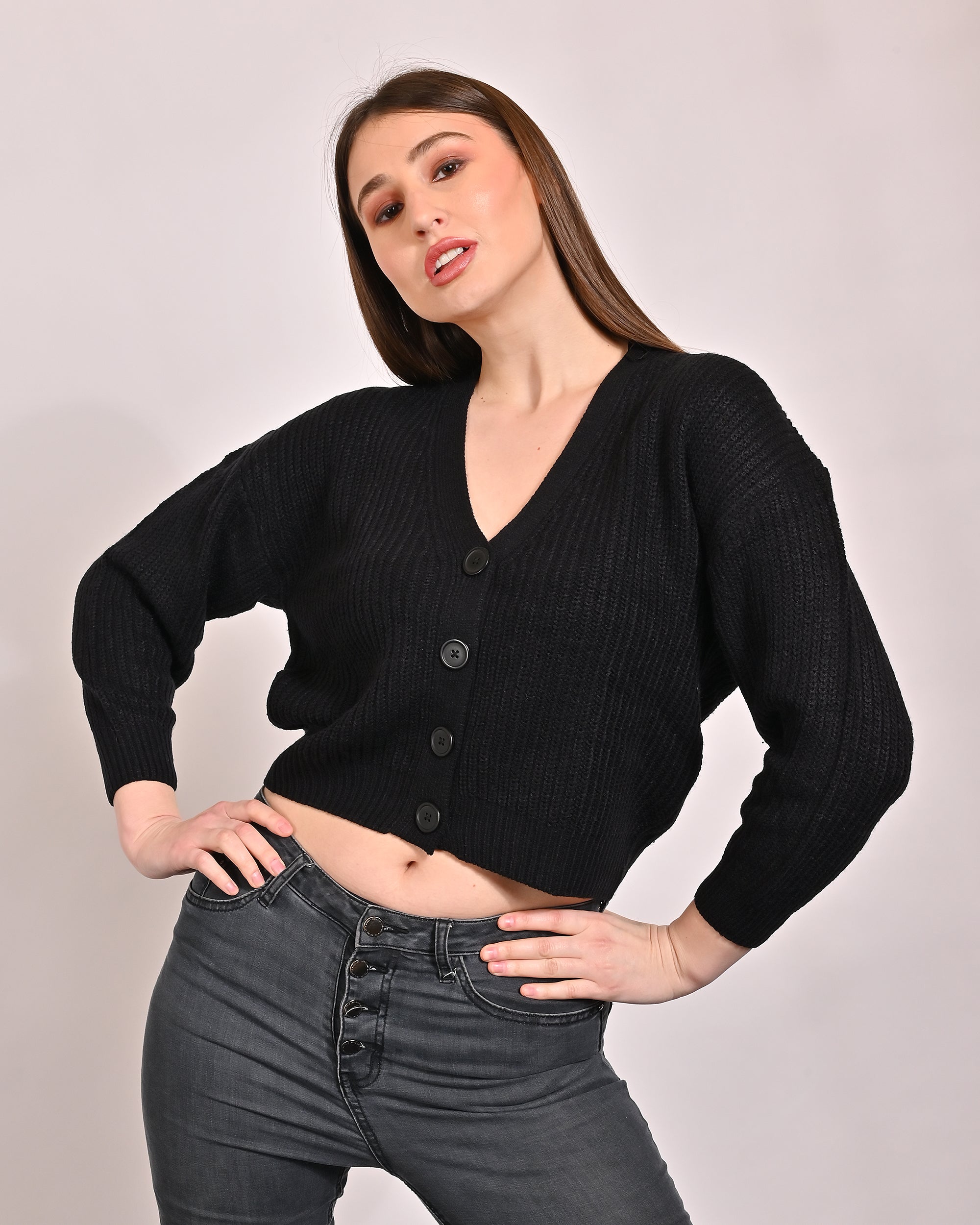 Women Black Short Cardi