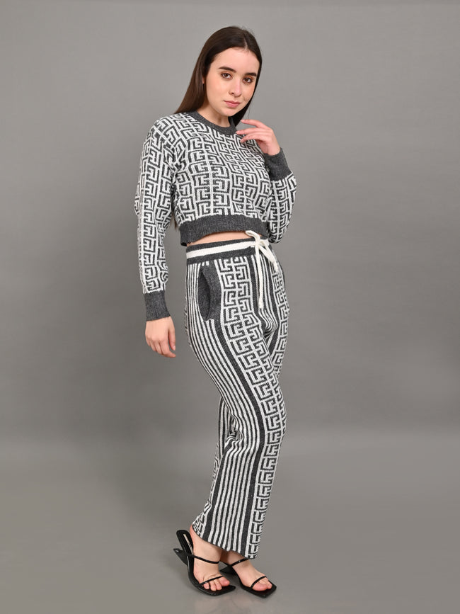 Women Grey Knit Co Ord Set
