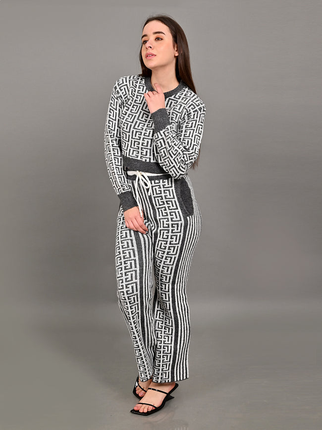 Women Grey Knit Co Ord Set