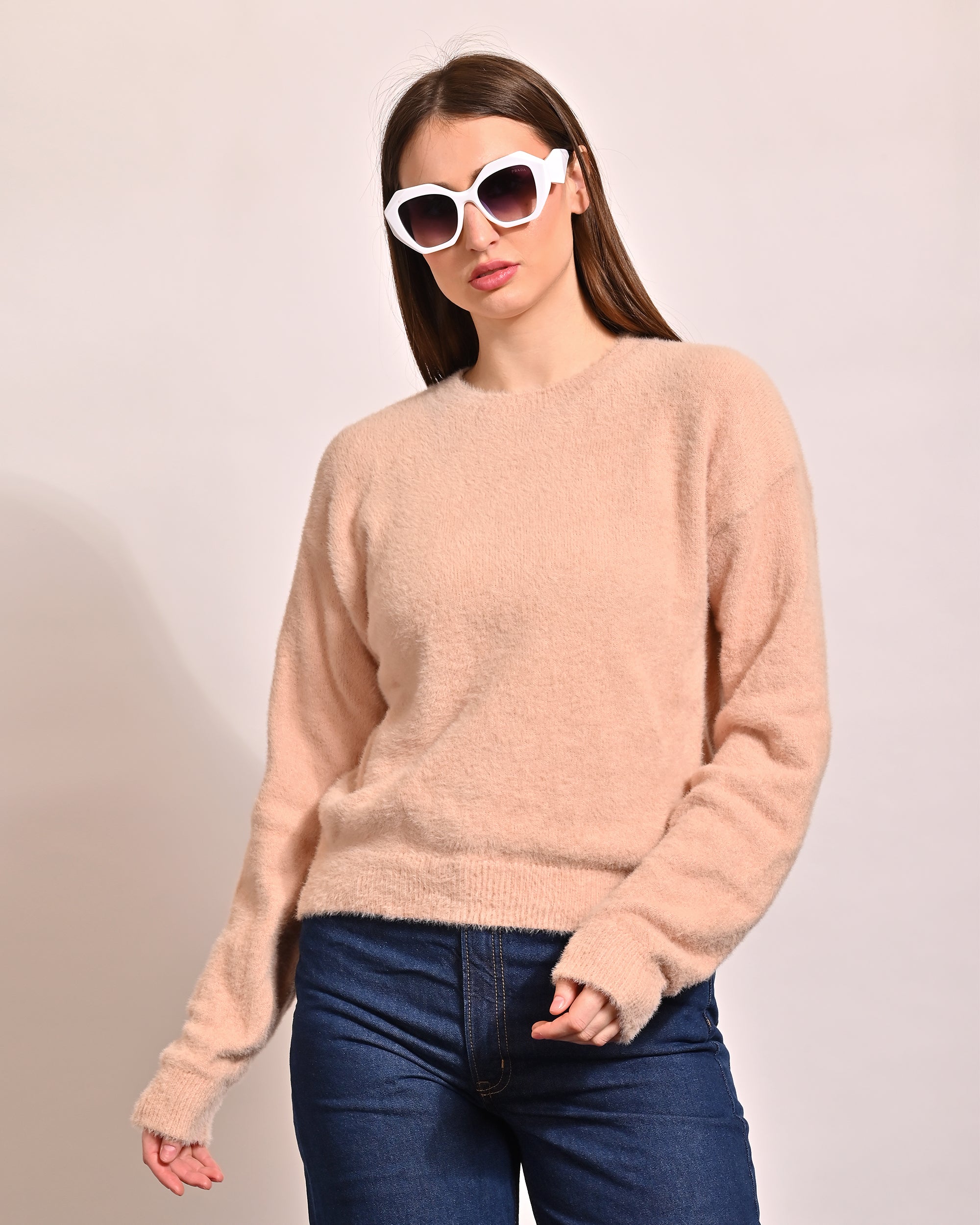 Women Baby Pink Sweater