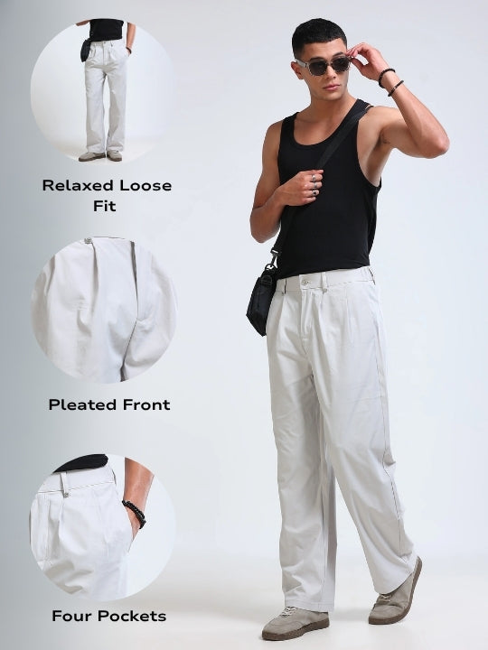 Men Off White Casual Pants