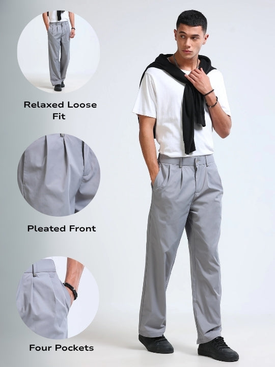 Men Grey Casual Pants